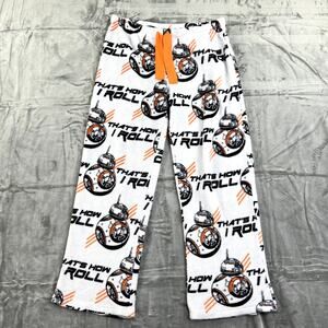 Star Wars BB8 "That's how I roll" Plush Pajama Pants Womens Sz M White + Orange